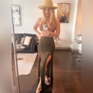 Forest green crochet skirt/swim cover up